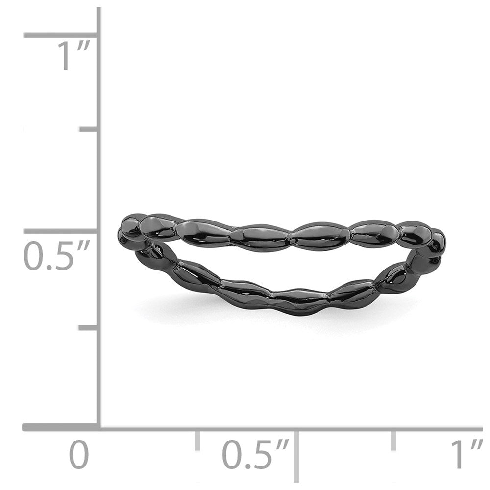 Sterling Silver Stackable Expressions Polished Black-plate Wave Ring Size -6