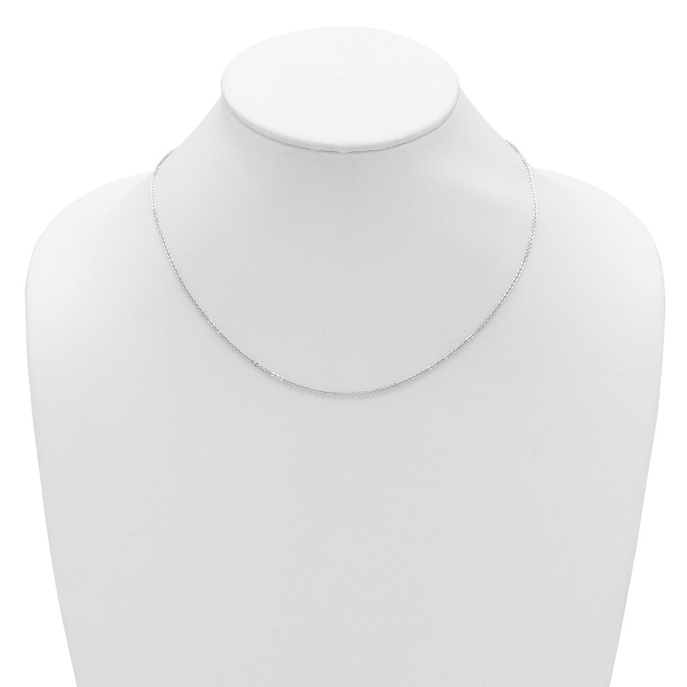14K White Gold 1.4mm Flat Cable 1in+1in Adjustable Chain