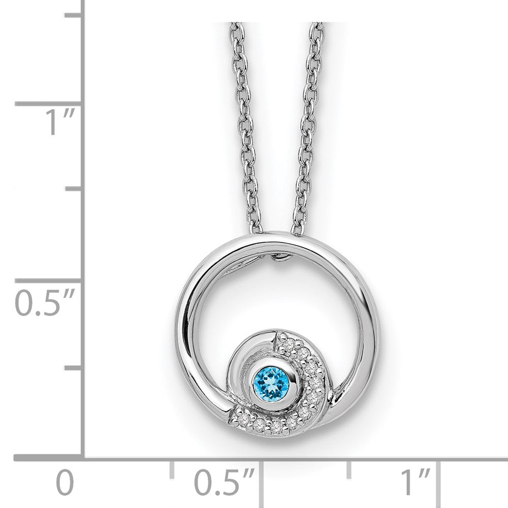 White Ice Sterling Silver Rhodium-plated 18 Inch Blue Topaz and Diamond Necklace with 2 Inch Extender 18 Inches