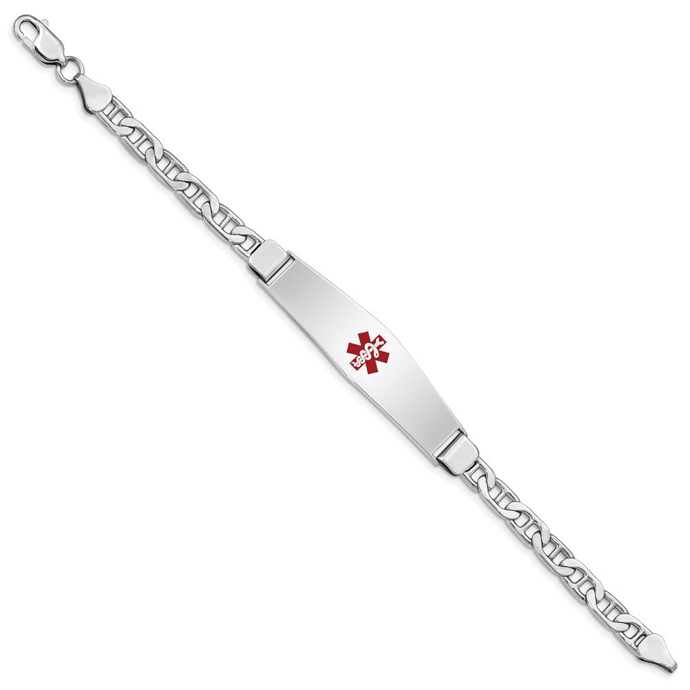 Sterling Silver Rhodium-plated Medical ID Anchor Link Bracelet 8 inches