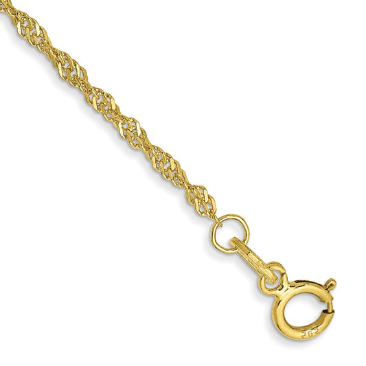 10k 1.4mm Singapore Chain Anklet