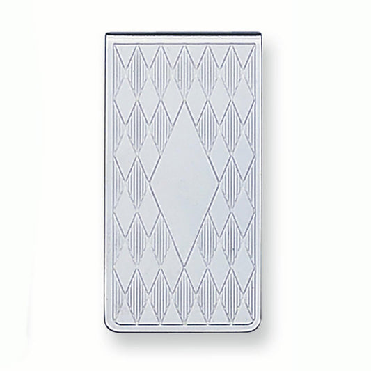 Silver-tone Harlequin Pattern Money Clip with Engraving Area QGM2718