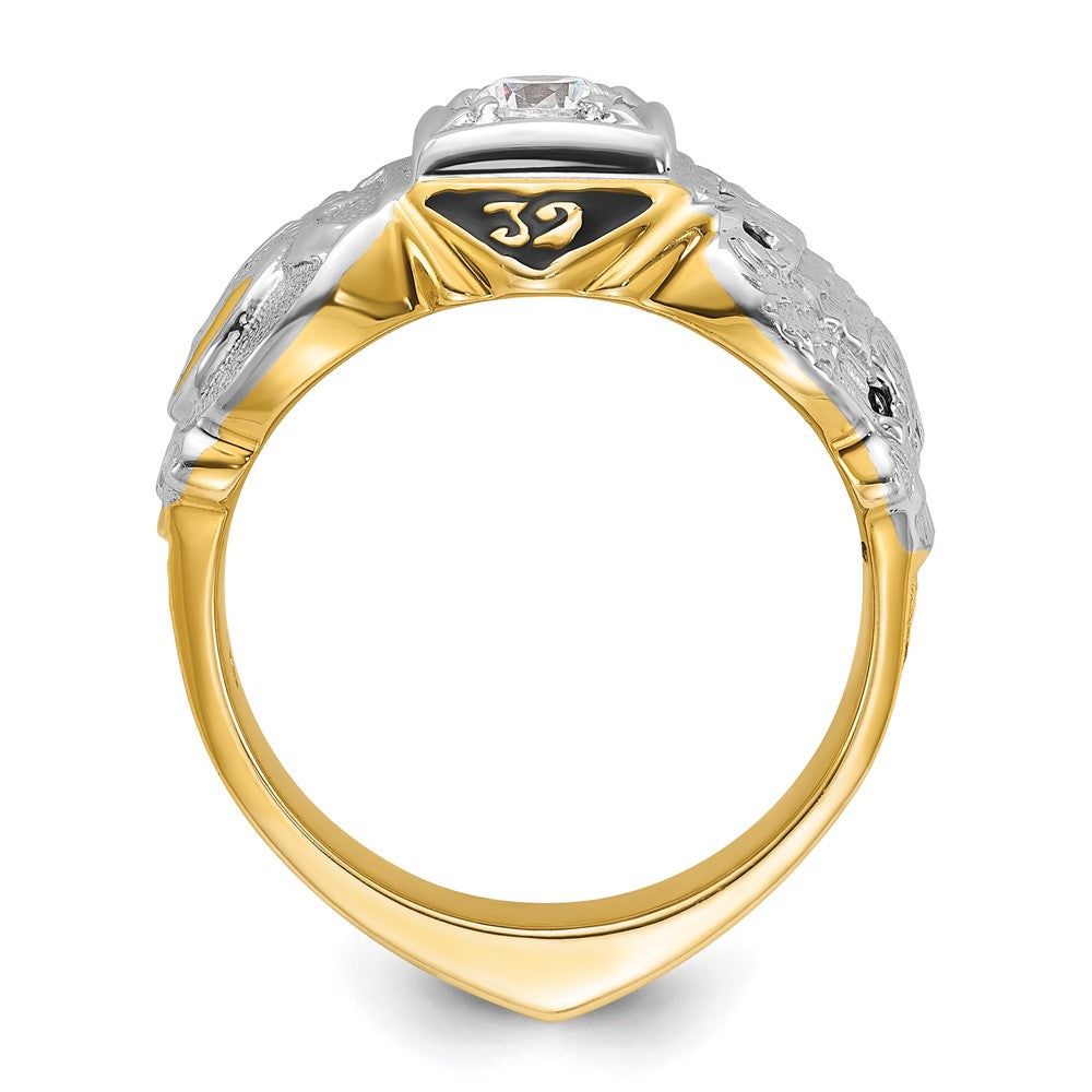 IBGoodman 14k Two-tone Men's Polished and Textured Double Eagle Masonic Shriner's Ring Mounting