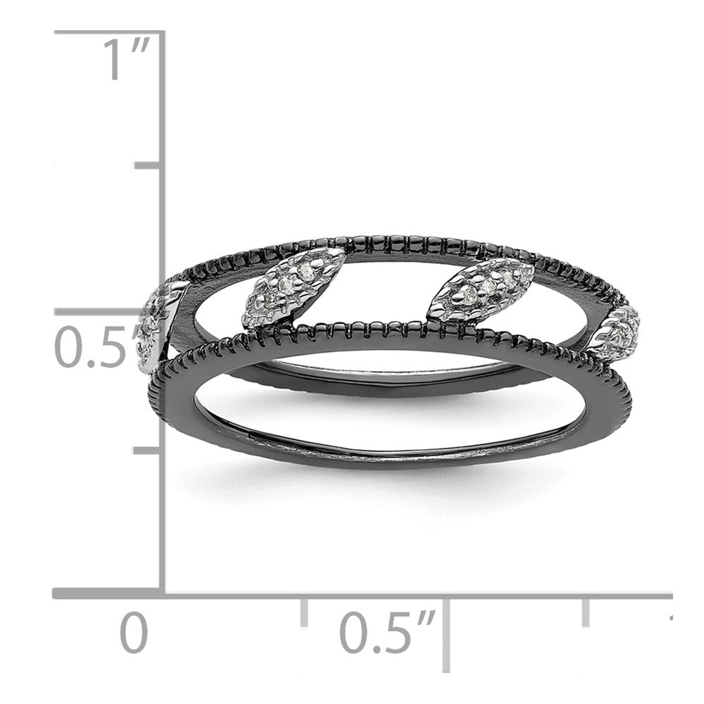 Sterling Silver Stackable Expressions Ruthenium-plated Diamond Jacket Ring Size -10