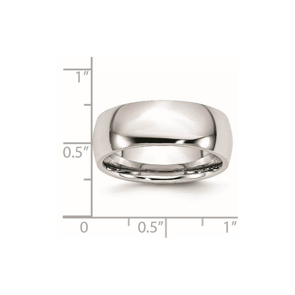 Cobalt Polished 8mm Half Round Band Size - 7.5