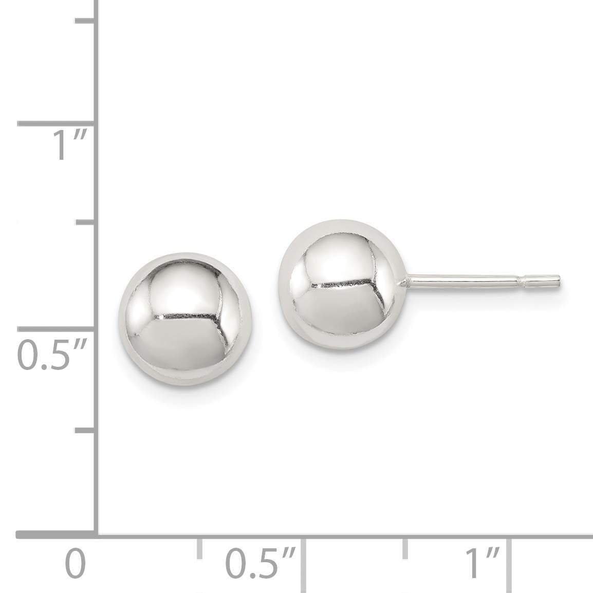 Primal Silver Sterling Silver Polished 8mm Ball Earrings