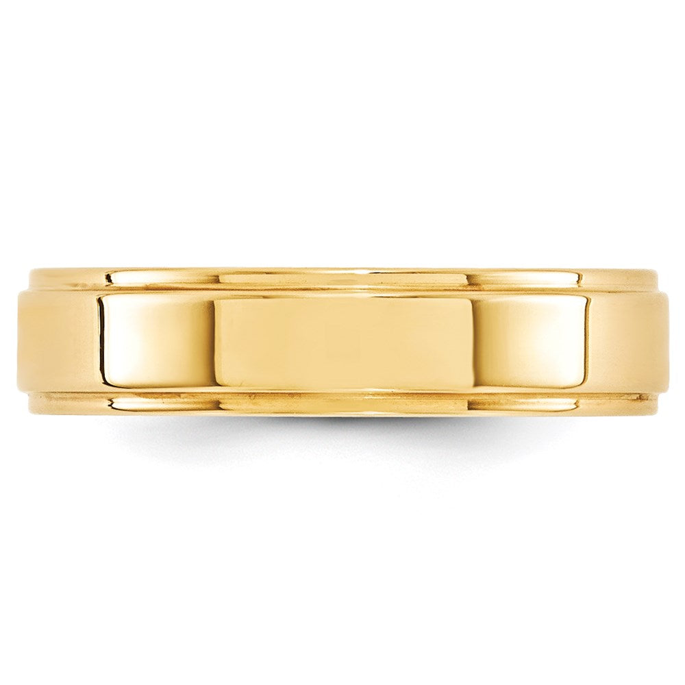 14k Yellow Gold 5mm Flat with Step Edge Wedding Band Size 10
