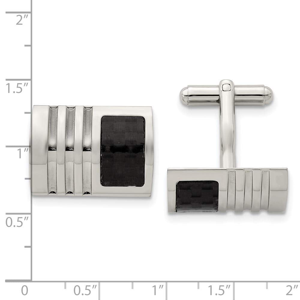 Stainless Steel Brushed Carbon Fiber Cuff Links 78x32mm Wide-Cuff Link for Men