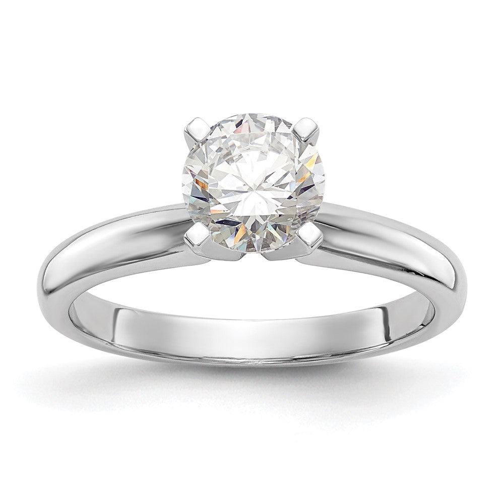 14k White Gold 3/4 carat Medium-Weight Knife Edge/Half-Round 4-Prong Round Solitaire Ring Mounting