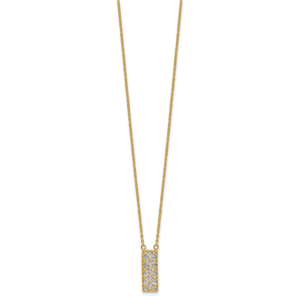 14K Two-tone Polished / Dia-cut Bar Necklace