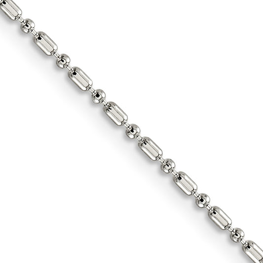 Sterling Silver 1.5mm Fancy Beaded Chain 20 Inches