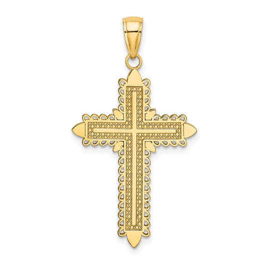 14K w/ Lace Border Cross Charm