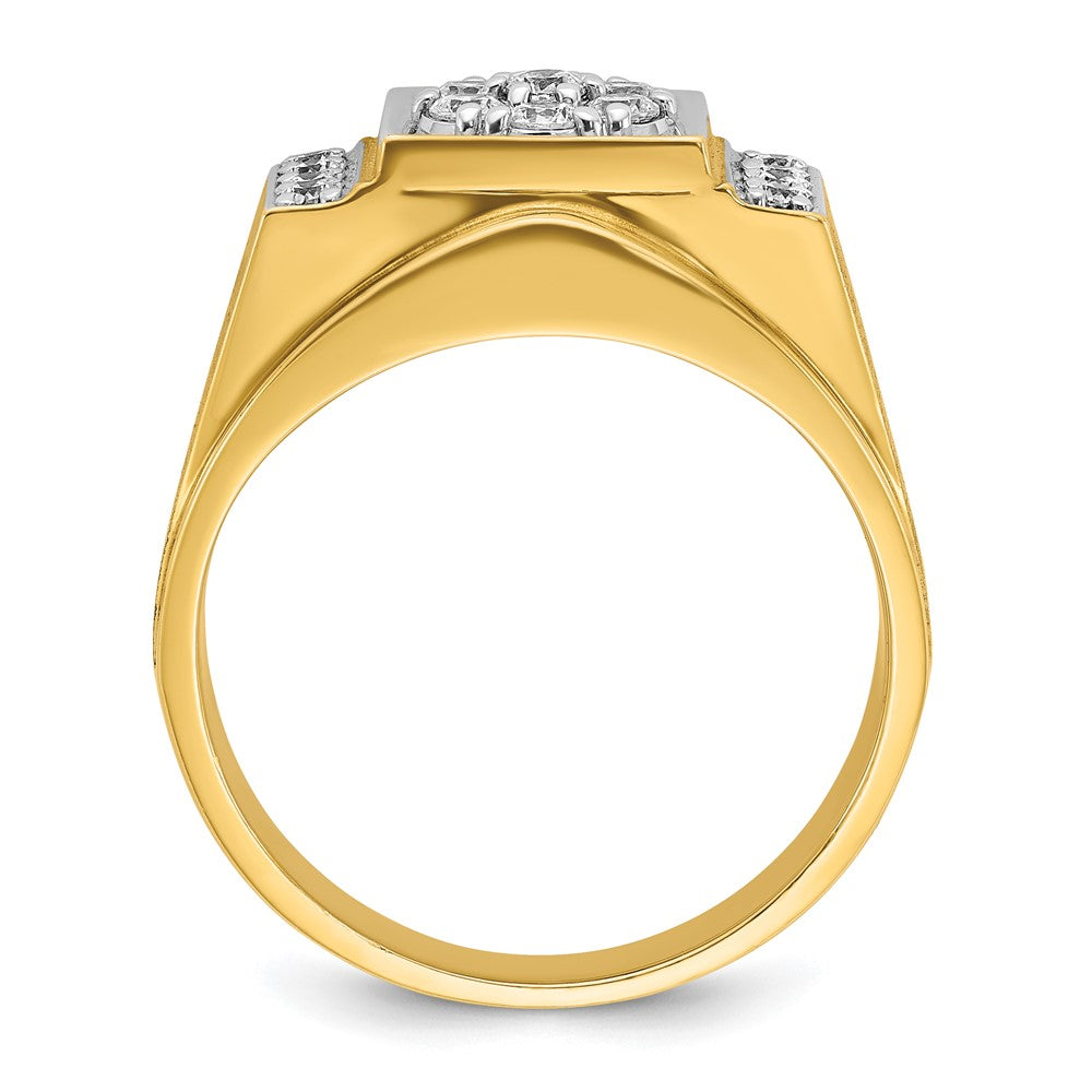 14k Two-tone IBGoodman Men's Polished and Satin Cluster Ring Mounting
