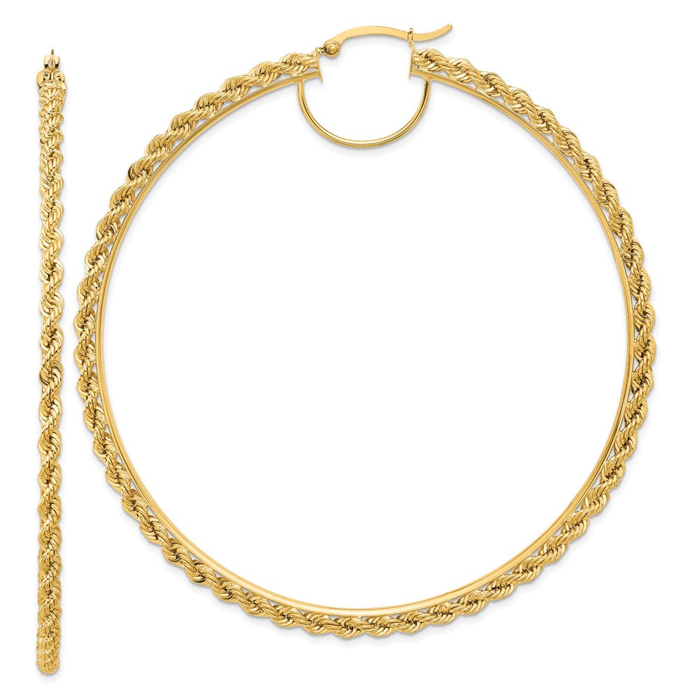 14K Gold Polished & Diamond-Cut Rope 2.95mm Hoop Earrings