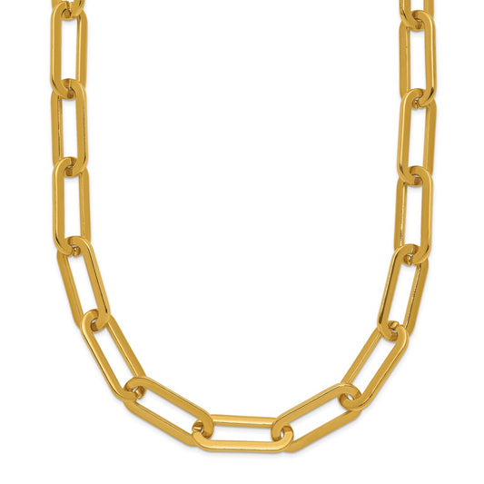 Stainless Steel Polished Yellow IP Open Link Paperclip 24in Chain Necklace