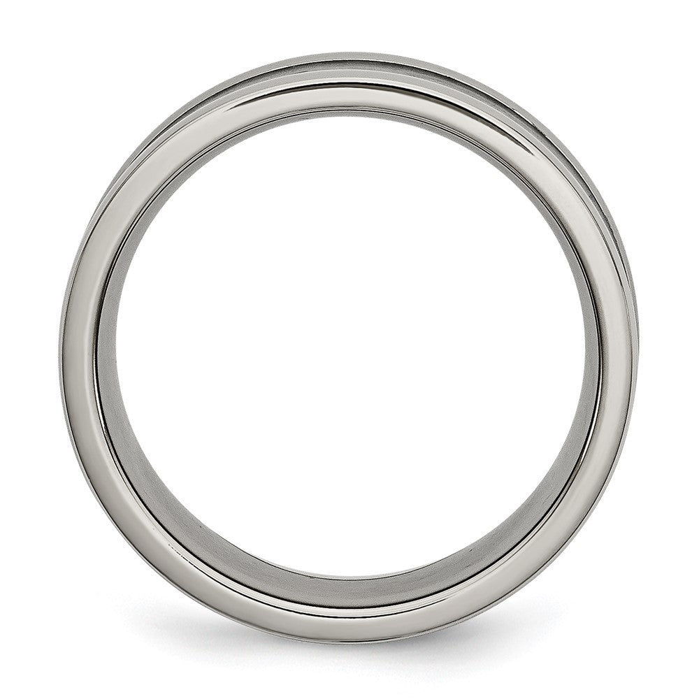 Titanium Polished w/Black Carbon Fiber Inlay 8mm Band Size - 8.5