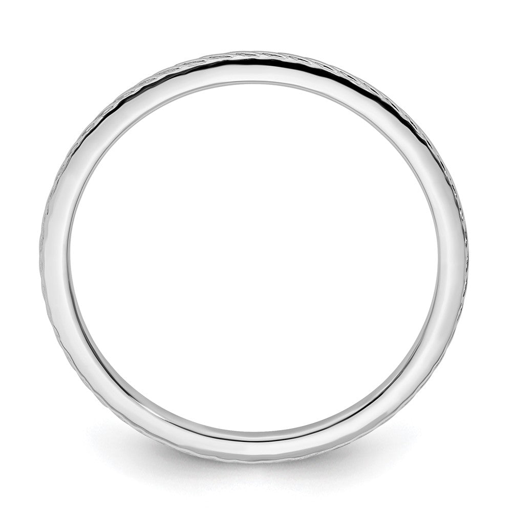 10K White Gold 1.2mm Twisted Wire Pattern Stackable Band Size 6
