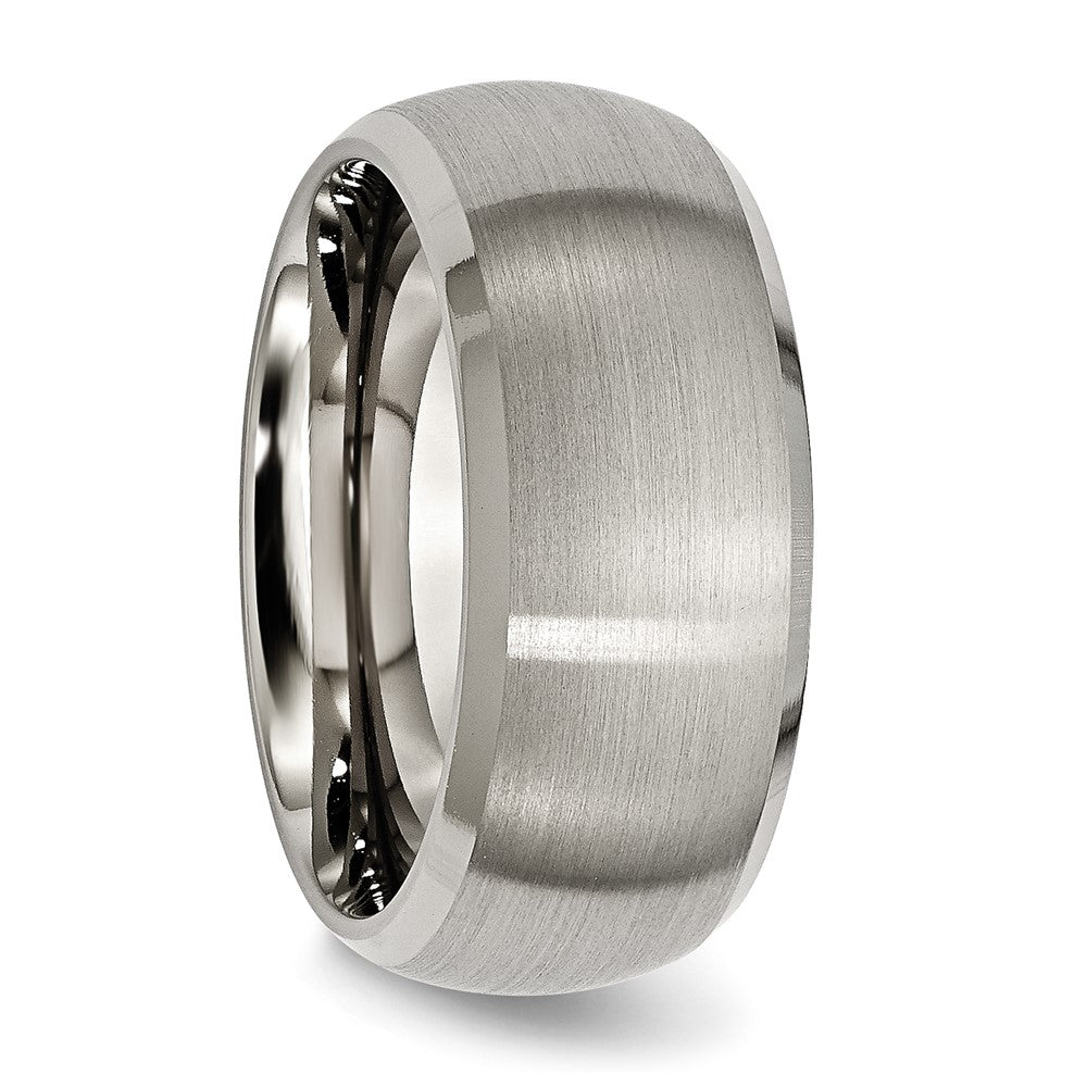 Titanium Satin and Polished 10mm Beveled Edge Band Size - 11.5