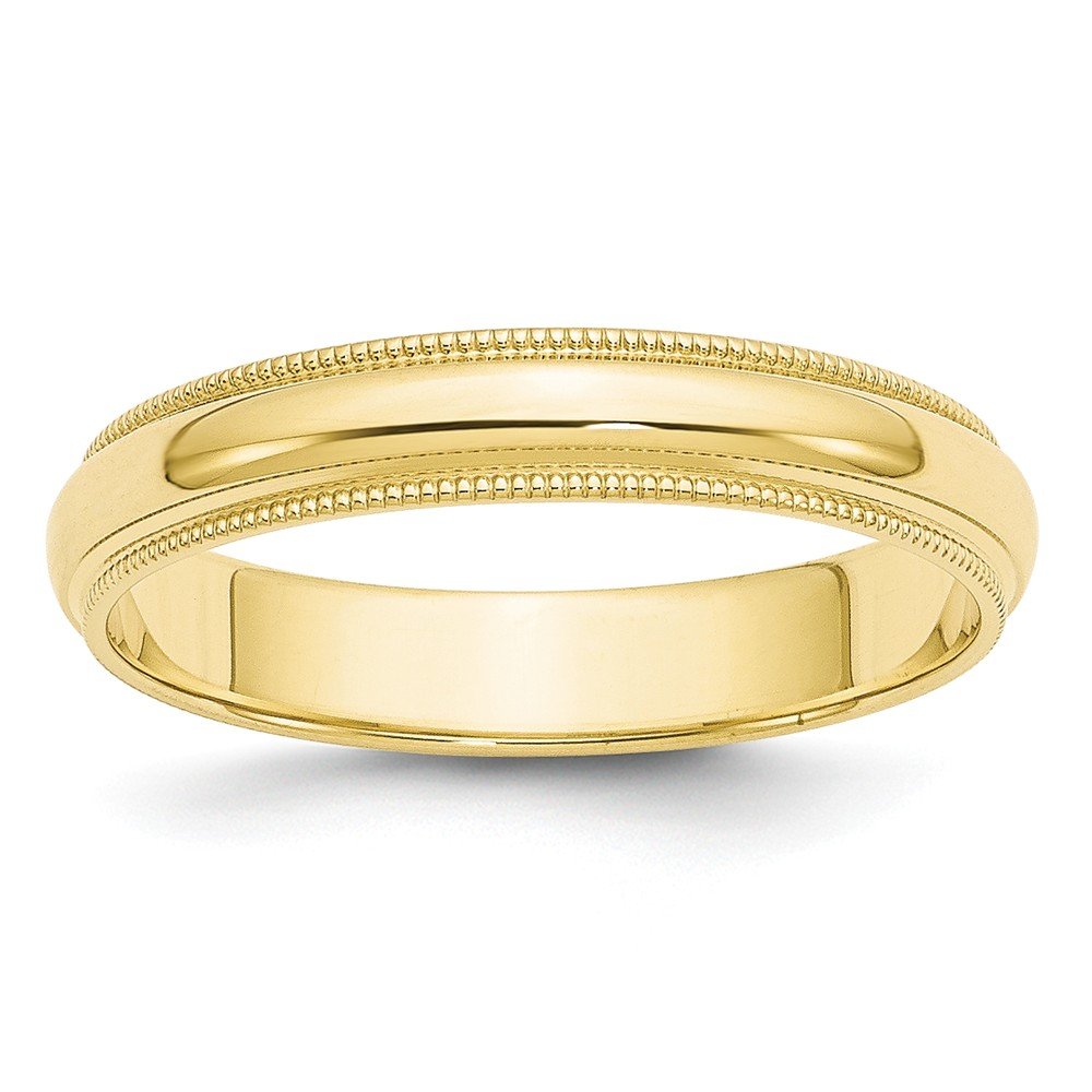 10k Yellow Gold 4mm Milgrain Half Round Wedding Band Size 8