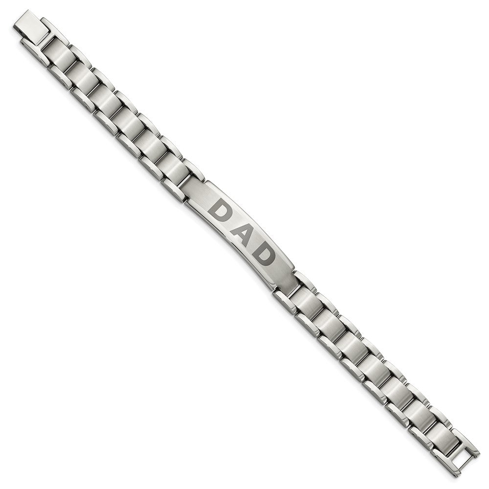 Stainless Steel 8.75in Brushed and Polished Lasered DAD Bracelet 8.75 inches