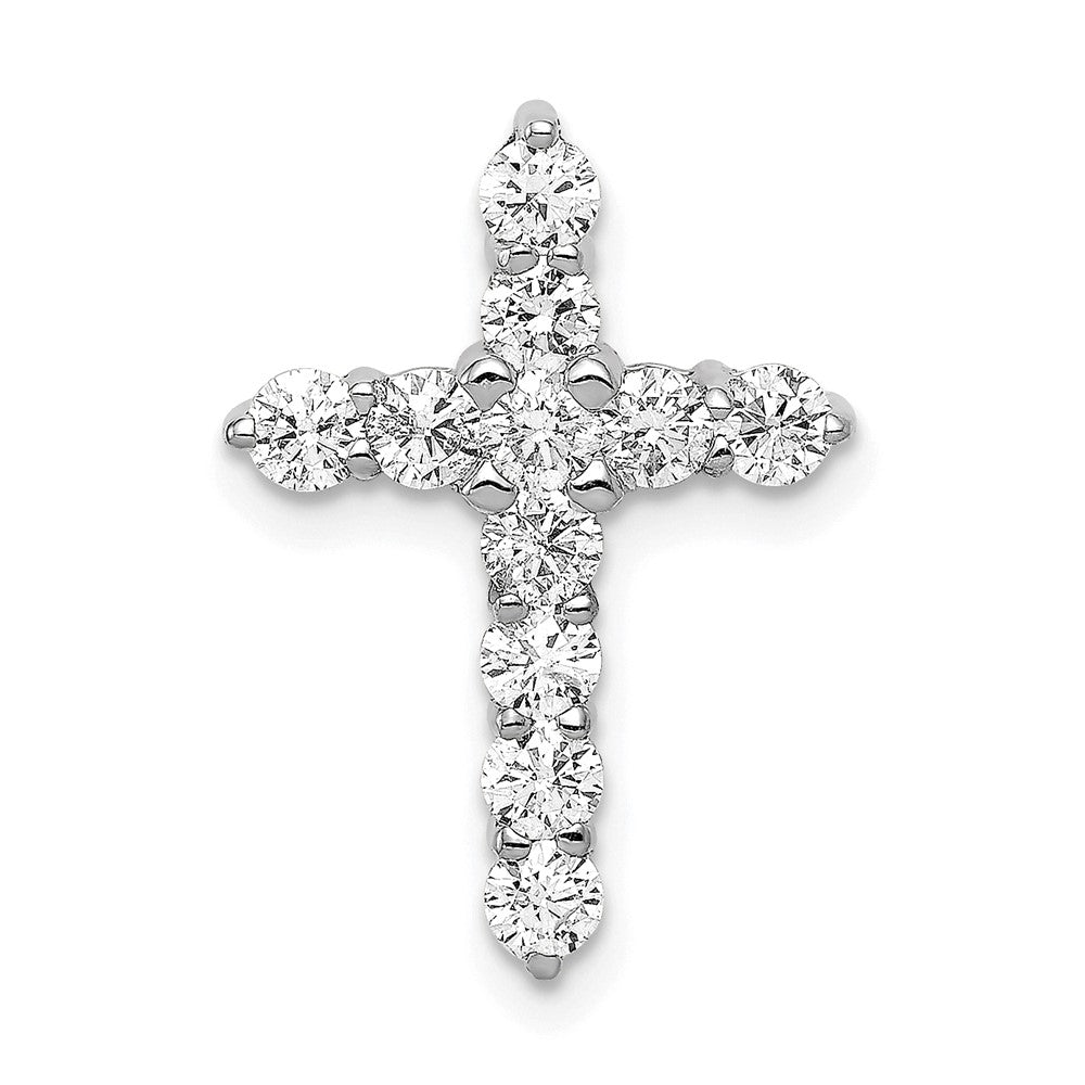 14k White Gold 3/4 carat Lab Grown Diamond VS/SI+ G+ Cross Chain Slide Pendant