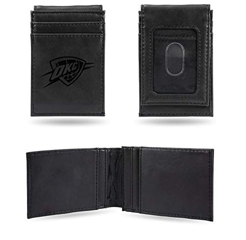 Thunder Laser Engraved Black Front Pocket Wallet