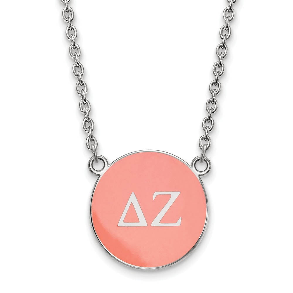 Sterling Silver 18in Official Licensed Greek Sororities Delta Zeta (??) Small Enamel Pendant w/Necklace