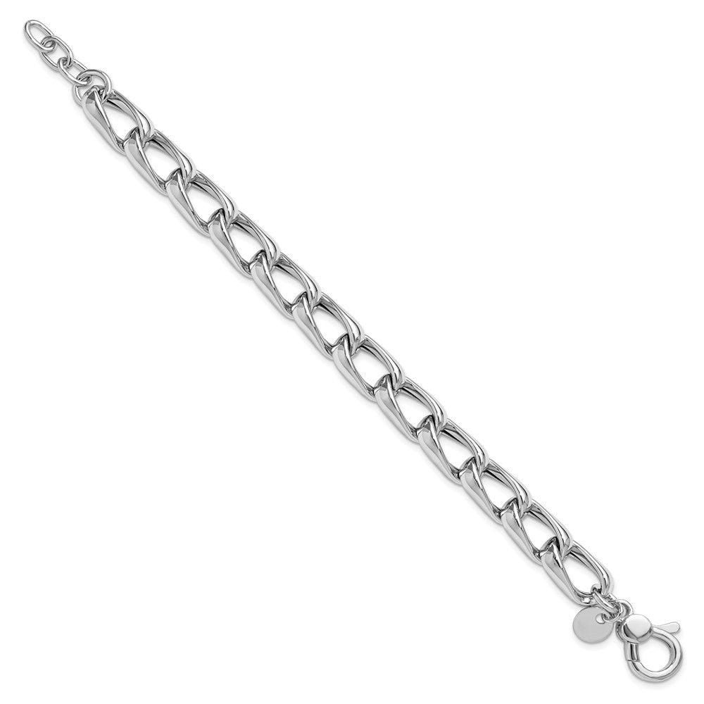 SS RH-plated Polished Fancy Link w/.5in ext. Bracelet 7.5  inches