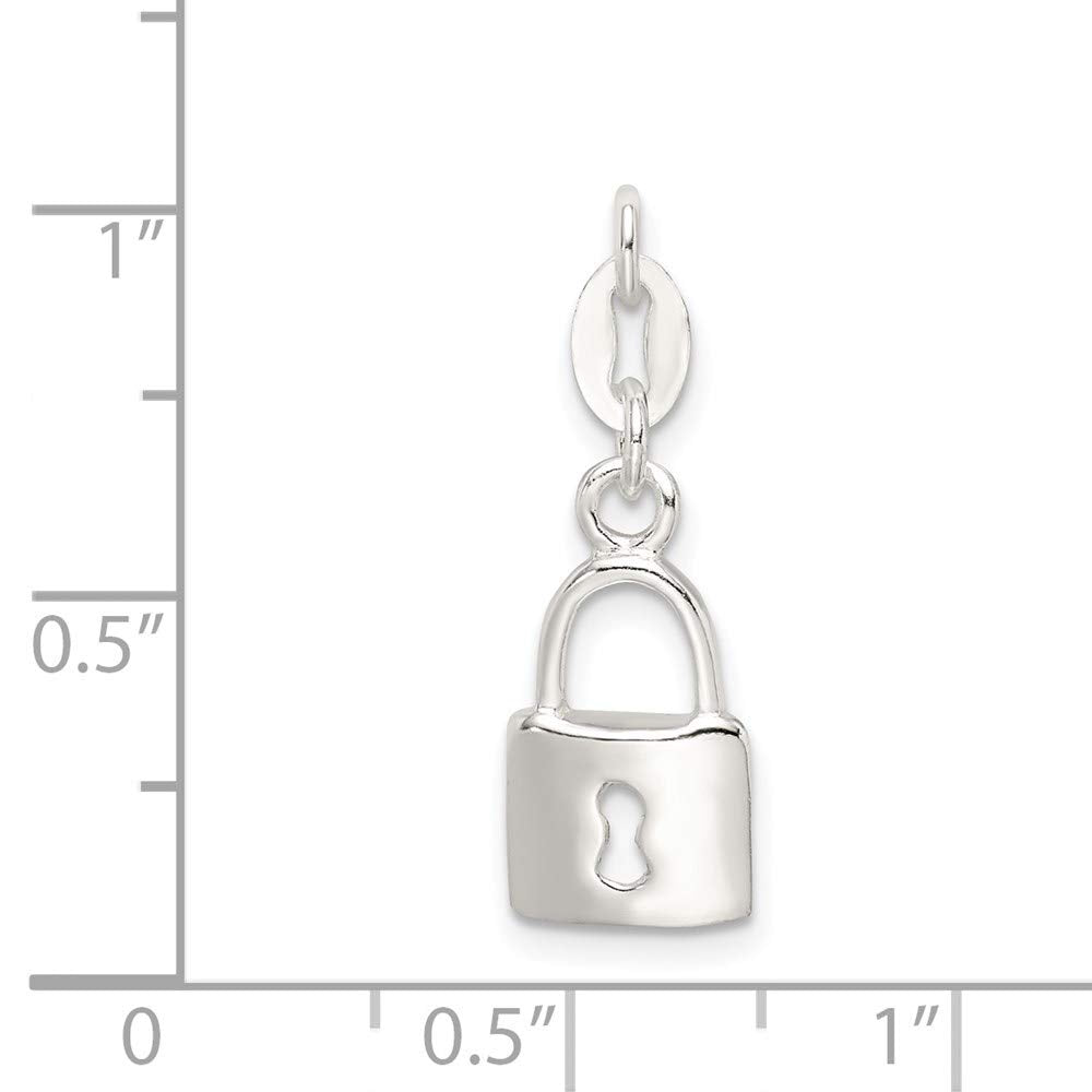 Sterling Silver Polished Lock & Key Charm