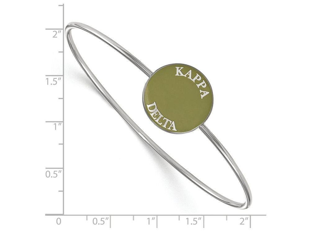 LogoArt Sterling Silver Rhodium-plated Kappa Delta Enameled Slip-on Bangle