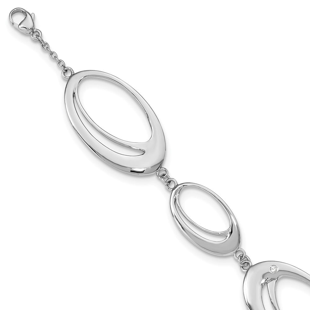 White Ice Sterling Silver Rhodium-plated Diamond 7 Inch Fancy Ovals Bracelet 7 inches