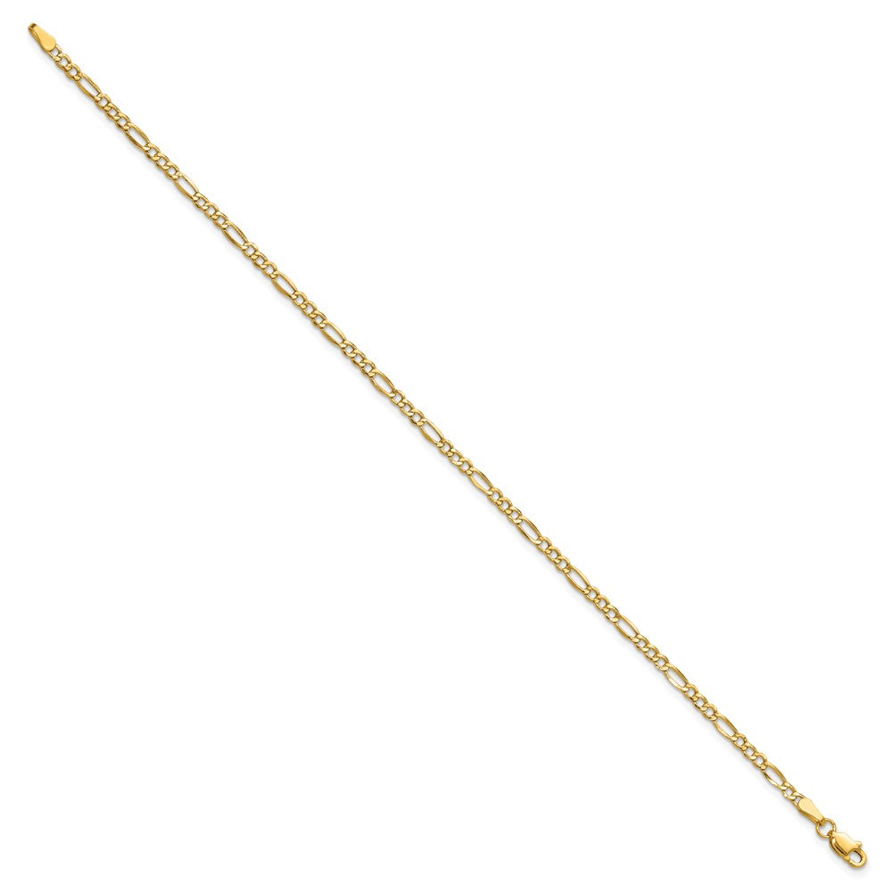 14k 2.5mm Semi-Solid Figaro Chain