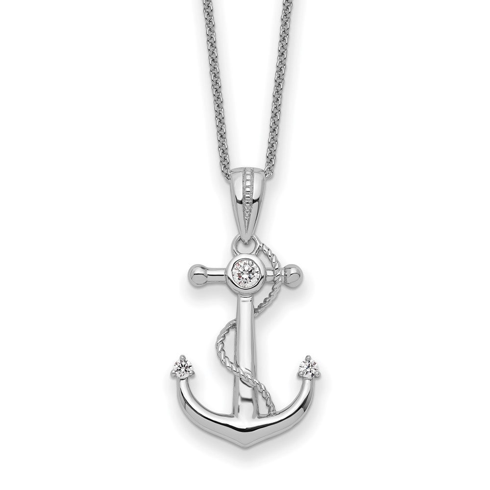 Sentimental Expressions Sterling Silver Rhodium-plated CZ My Mother My Anchor 18in Necklace 18 Inches