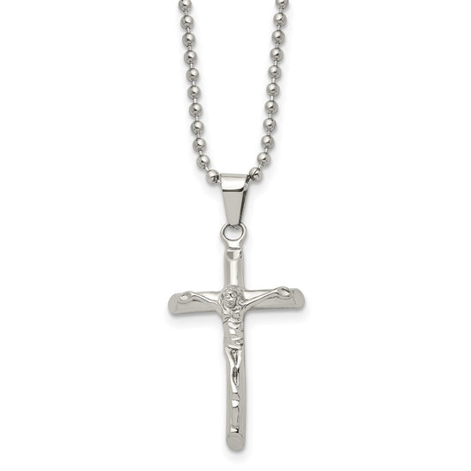 Stainless Steel Polished Crucifix 20in Necklace