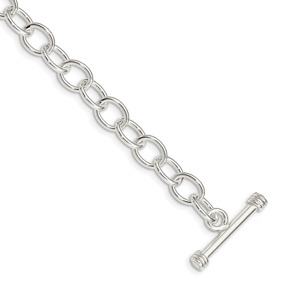 Sterling Silver Polished Fancy Link Toggle Bracelet 7.5 inches