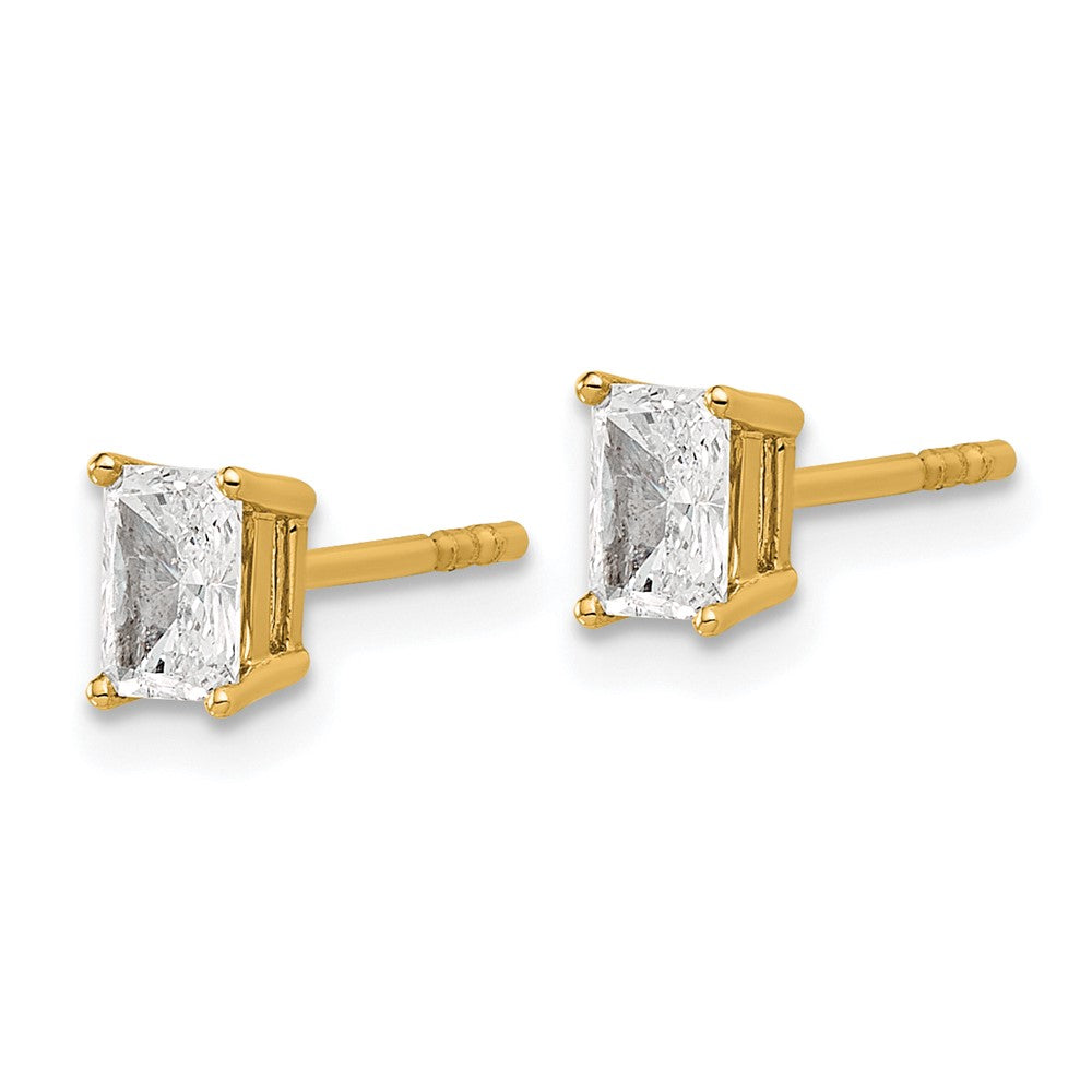 14k Yellow Gold 2/3 ctw Lab Grown Diamond VS+ F+ Radiant 4 Prong Heavy Wt. Stud Earrings