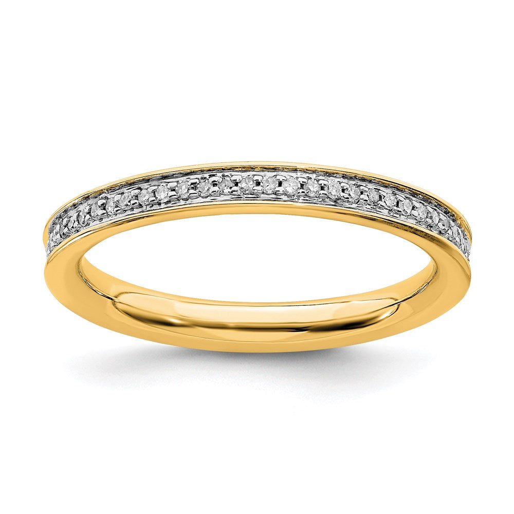 Sterling Silver Stackable Expressions & Diamonds Gold-plated Ring Size -6