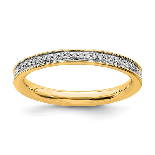 Sterling Silver Stackable Expressions & Diamonds Gold-plated Ring Size -6