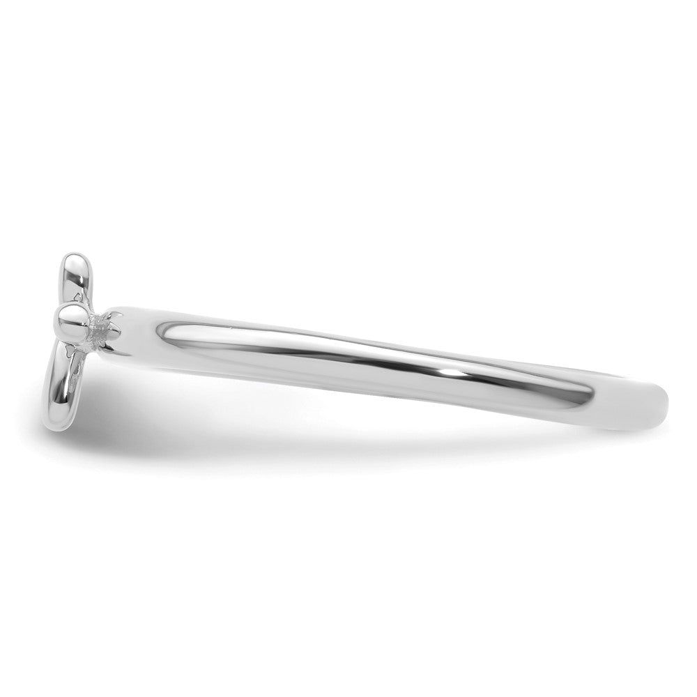 Sterling Silver Stackable Expressions Rhodium-Plated Cross Ring Size -7