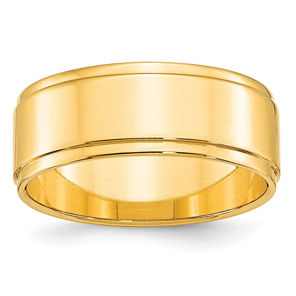 10k Yellow Gold 8mm Flat with Step Edge Wedding Band Size 6.5