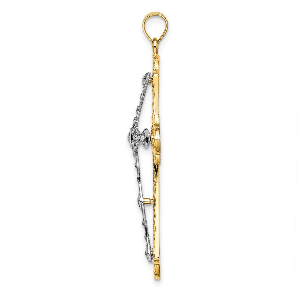14K Two-Tone and D/C Filigree Cross Charm