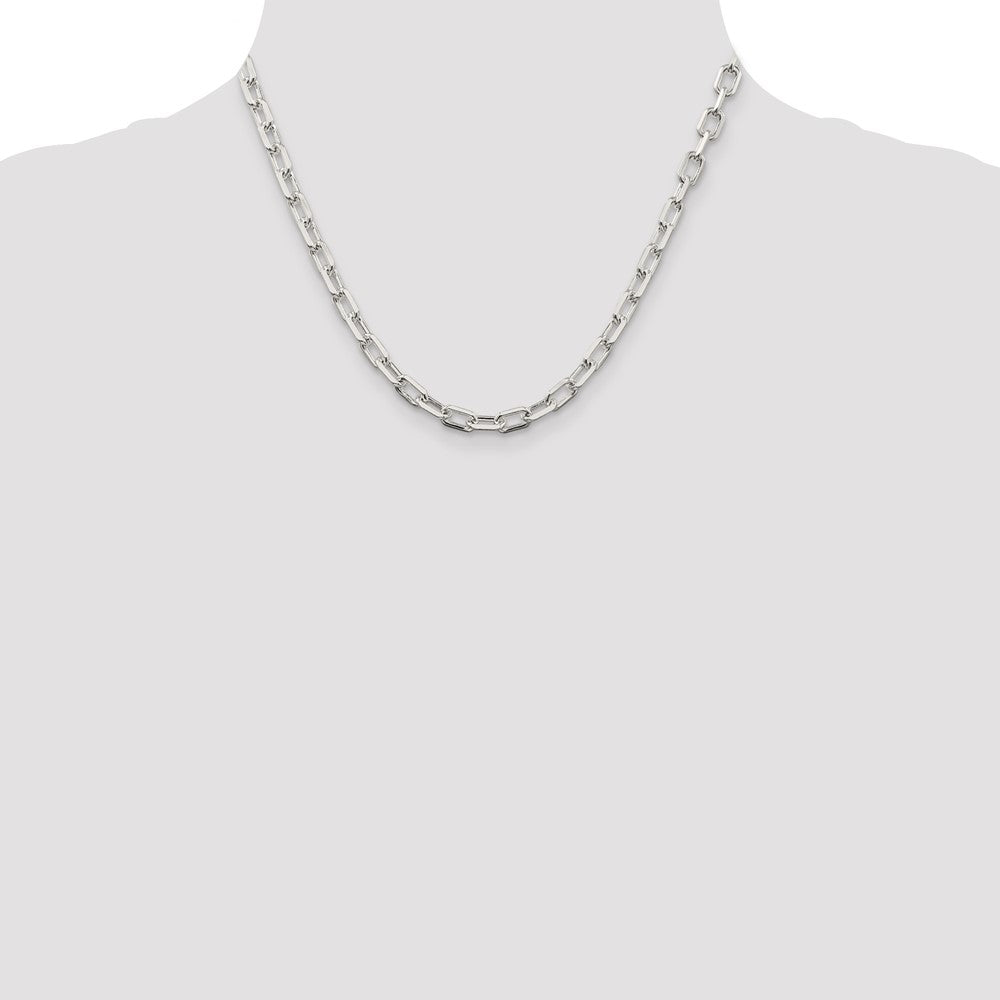Sterling Silver 5.75mm Diamond-cut Long Link Cable Chain 18 Inches
