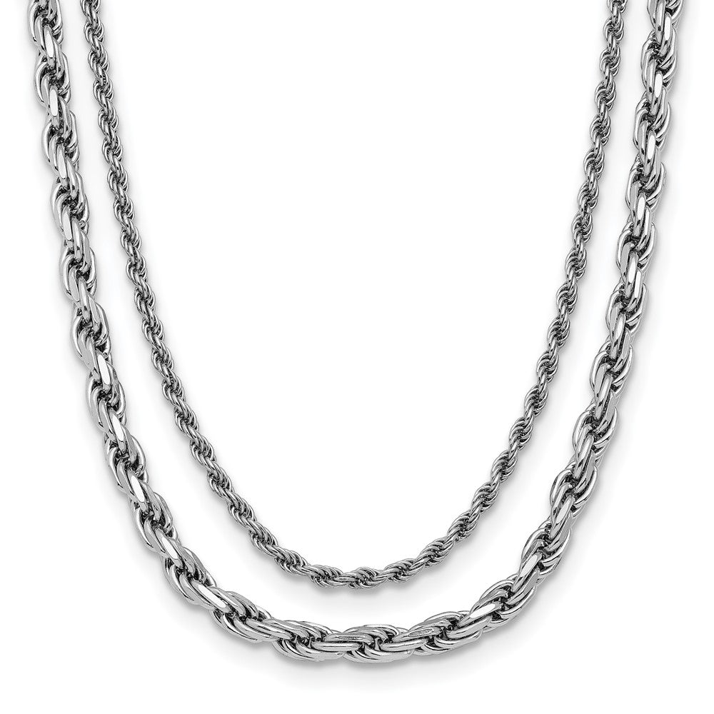 Sterling Silver RH-plated Polished 2-Strand with 1.5in ext. Neckla