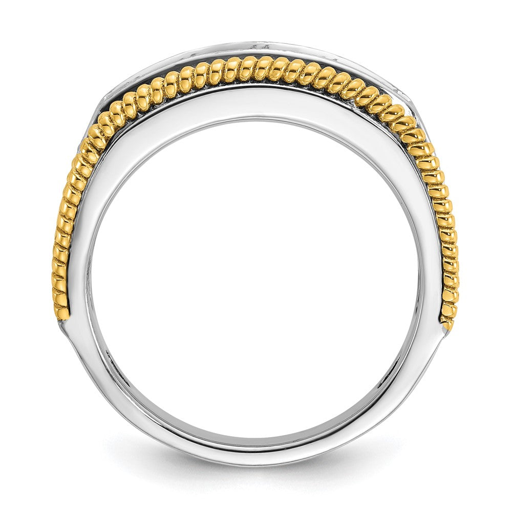 IBGoodman 14k Two-tone 1 carat Lab Grown Diamond VS/SI+ G+ Five Stone Complete Polished Satin and Textured Men's Ring