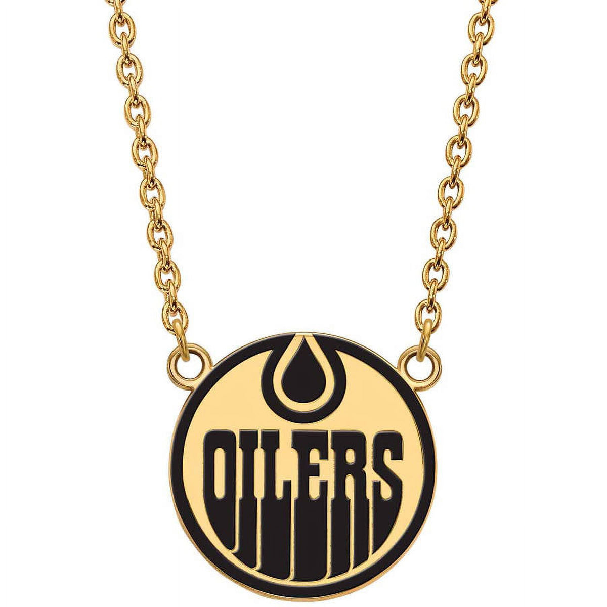 Sterling Silver Gold Plated NHL LogoArt Edmonton Oilers Lg Enamel Necklace