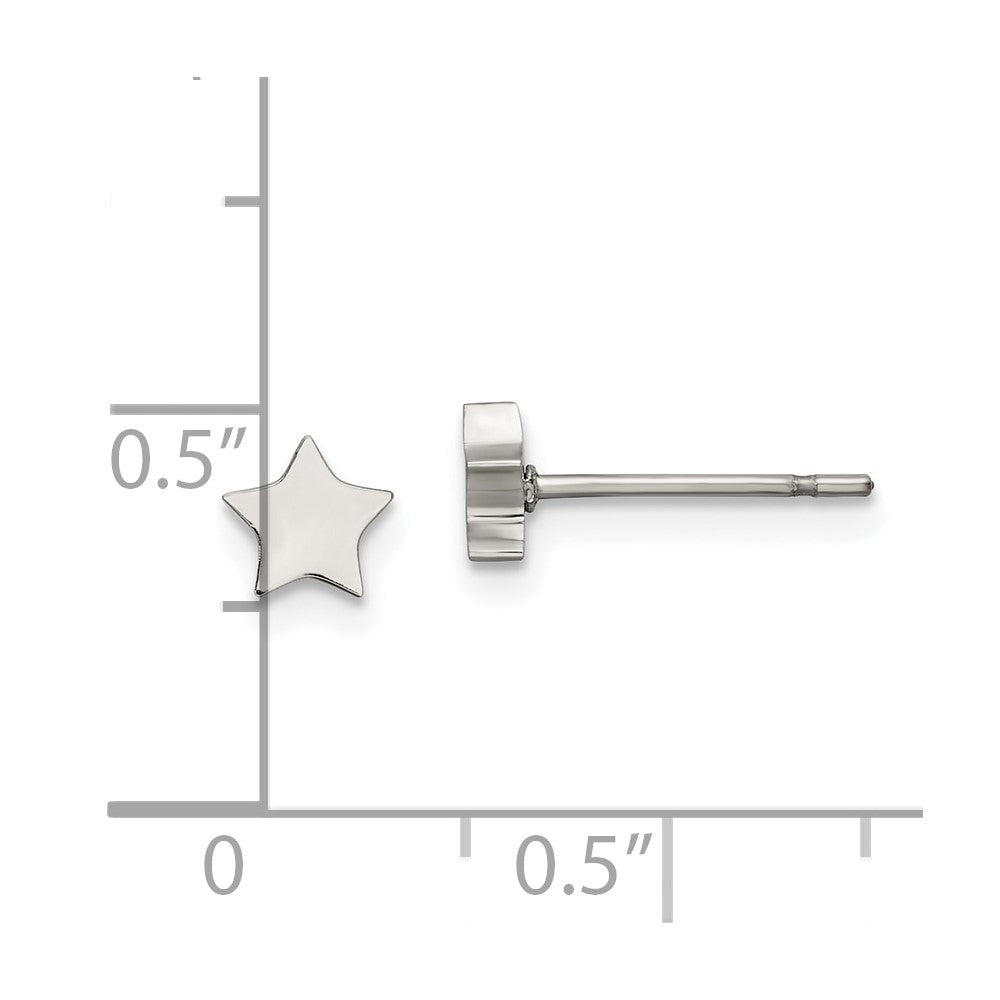 Stainless Steel Polished Star Post Earrings