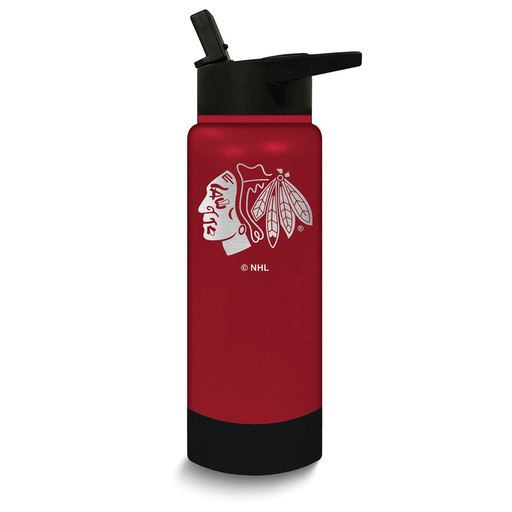 NHL Chicago Blackhawks Stainless Steel Silicone Grip 24 oz. Water Bottle