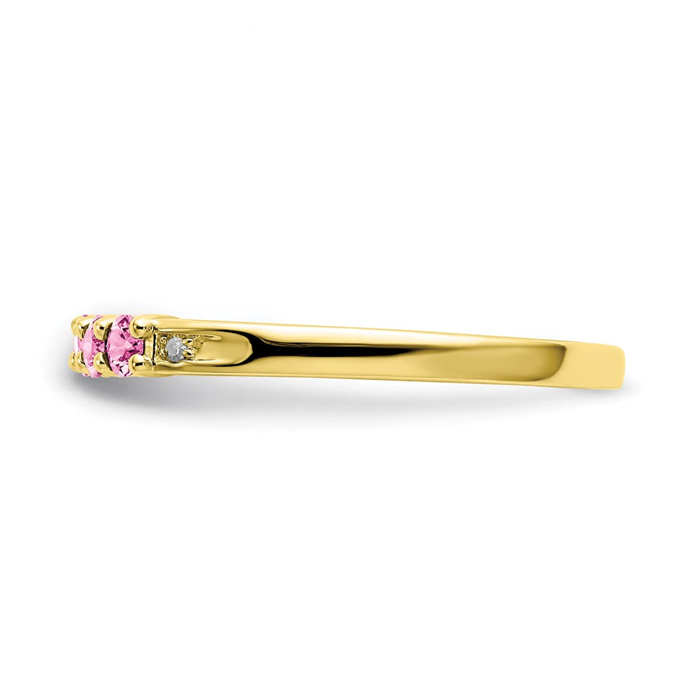 10k Yellow Gold CR Pink Sapphire & Diamond Ring