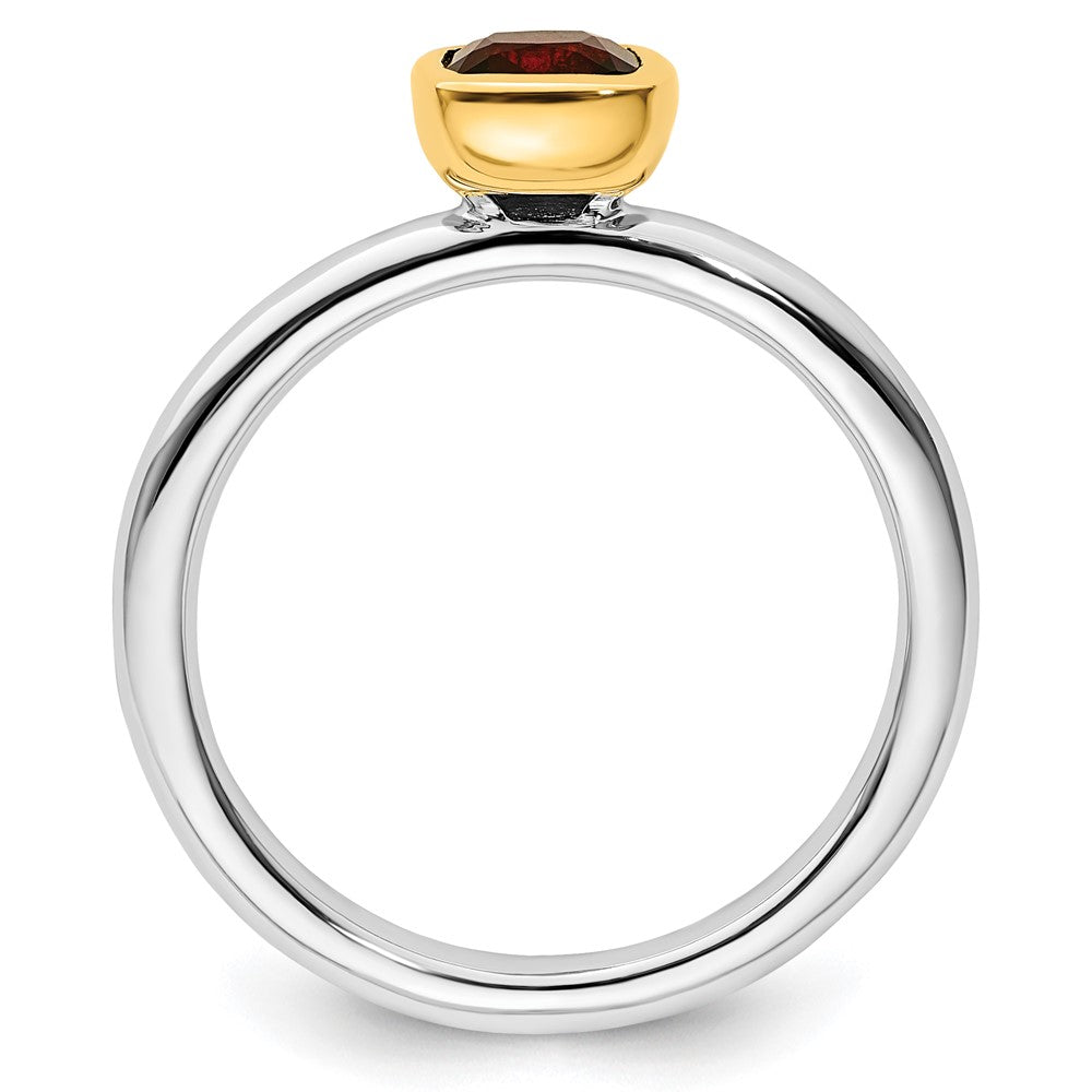 Sterling Silver Stackable Expressions w/Gold-plated Garnet Ring Size -5