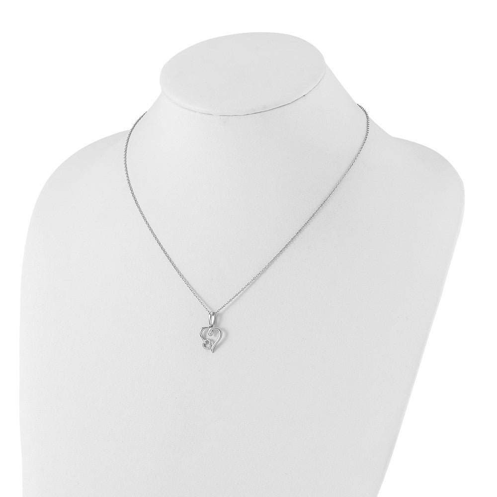 White Ice Sterling Silver Rhodium-plated 18 Inch Diamond Hearts Necklace with 2 Inch Extender 18 Inches